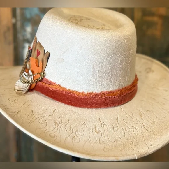 Hand designed western festival concert cowgirl hat